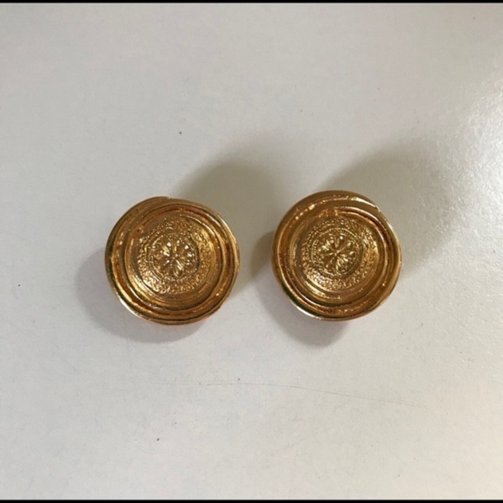 Vintage YSL Yves Saint Laurent Gold Flower Earrings